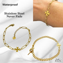 Load image into Gallery viewer, Stainless Steel 316L Waterproof 18ct Gold Plated Maltese Cross Bracelet Paperclip Chain