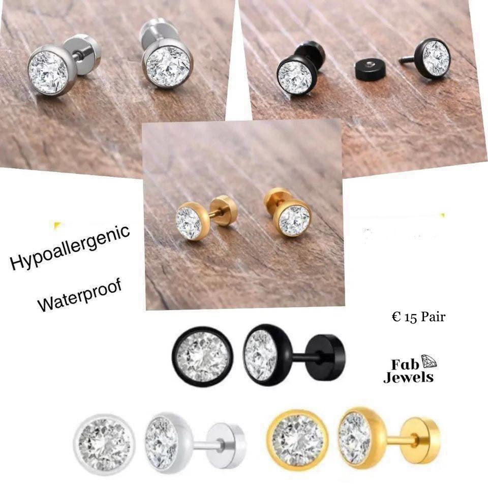 black diamond Swarovski crystal invisible clip on stud earrings – Miyabi  Grace