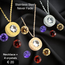 Load image into Gallery viewer, Stainless Steel Interchangeable Rose/White/Yellow Gold Plated Necklace with 4 Crystals