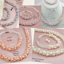 Load image into Gallery viewer, Fabulous Natural Freshwater Pearl Set Earrings Necklace and Bracelet