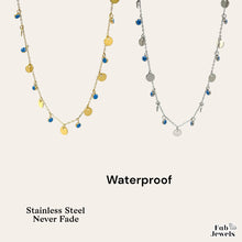Load image into Gallery viewer, Stainless Steel Chain nicely detailed with dangling evil eye charms in Silver or Yellow Gold