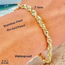 Load image into Gallery viewer, 18ct Gold Plated on Stainless Steel 7mm Thick Rope Bracelet