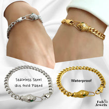 Load image into Gallery viewer, 18ct Yellow Gold Plated or Silver S/Steel Stylish Curb Chain Snake Bracelet