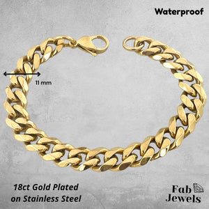 18ct Gold Plated on Stainless Steel Cuban Chain Bracelet