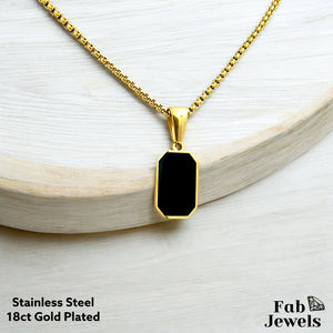 Stainless Steel Stylish Men's Black Onyx Pendant and Necklace