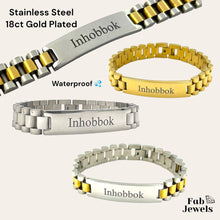 Load image into Gallery viewer, Stainless Steel Silver / 18ct Yellow Gold Plated / Two Tone Inhobbok Men&#39;s Bracelet