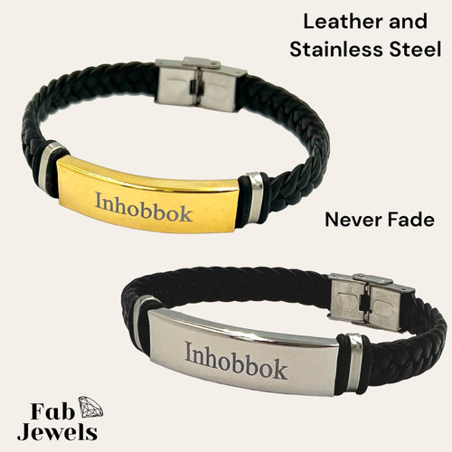 Genuine Leather and Stainless Steel Inhobbok Bracelet Valentine Gift