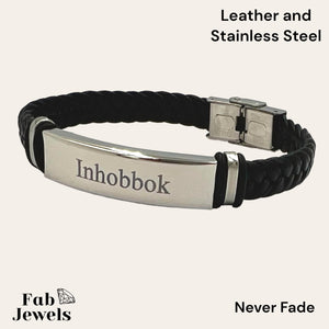 Genuine Leather and Stainless Steel Inhobbok Bracelet Valentine Gift