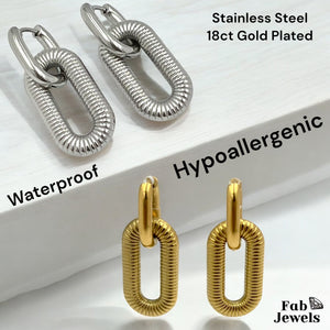 Stainless Steel Hypoallergenic 18ct Gold Plated Dangling Earrings Waterproof