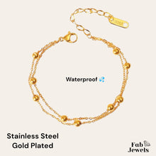 Load image into Gallery viewer, Stainless Steel Waterproof Double Ankle Chain Anklet Yellow Gold Plated
