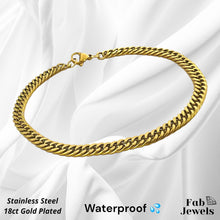 Load image into Gallery viewer, Waterproof Stainless Steel Yellow Gold Curb Chain Set Necklace Bracelet