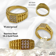 Load image into Gallery viewer, 18ct Gold Plated Stainless Steel Waterproof Stylish Ring with CZ