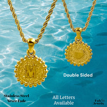 Load image into Gallery viewer, 18ct Gold Plated Stainless Steel Rope Necklace with Double Sided Heart Letter Initial Pendant