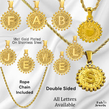 Load image into Gallery viewer, 18ct Gold Plated Stainless Steel Rope Necklace with Double Sided Heart Letter Initial Pendant