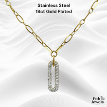 Load image into Gallery viewer, 18ct Gold Plated Stainless Steel Necklace and Pendant with Cubic Zirconia