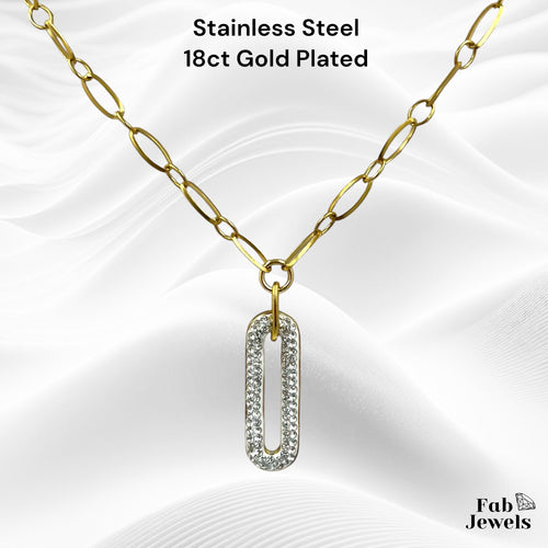 18ct Gold Plated Stainless Steel Necklace and Pendant with Cubic Zirconia