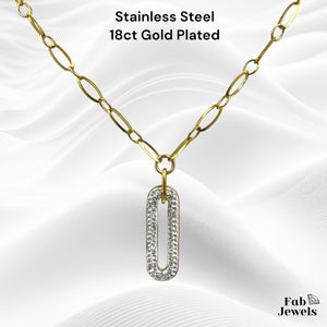 High Quality Stainless Steel 18ct Gold Plated SET  Necklace Pendant and Matching Earrings