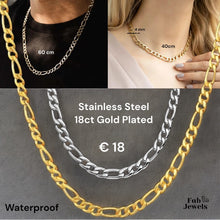 Load image into Gallery viewer, 18ct Gold Plated on Stainless Steel 5mm Figaro Chain Necklace