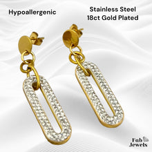 Load image into Gallery viewer, Stainless Steel Dangling Long Hypoallergenic Earrings with Cubic Zirconia