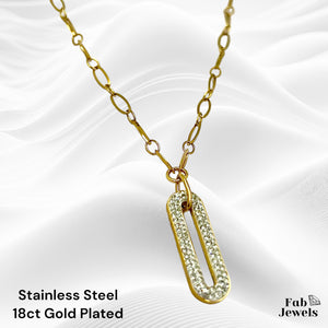 18ct Gold Plated Stainless Steel Necklace and Pendant with Cubic Zirconia