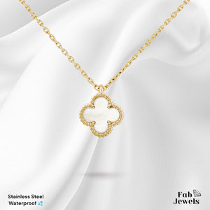 316L Stainless Steel 18ct Gold Plated Clover Flower Pendant with Neckkace