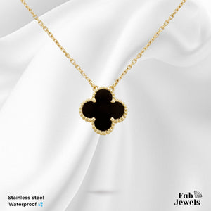 316L Stainless Steel 18ct Gold Plated Clover Flower Pendant with Neckkace