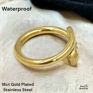 18ct Yellow Gold Plated Stainless Steel Nail Ring Waterproof
