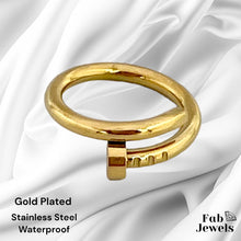 Load image into Gallery viewer, 18ct Yellow Gold Plated Stainless Steel Nail Ring Waterproof