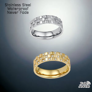 Stainless Steel 18ct Gold Plated Band Ring in Yellow Gold Plated or Silver