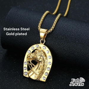 Stainless Steel 316L Lucky Horse Pendant and Necklace