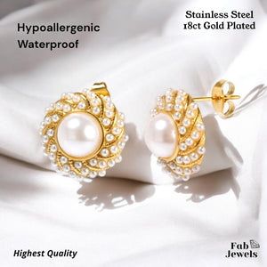 Highest Quality Pearl Stud Earrings Stainless Steel Hypoallergenic