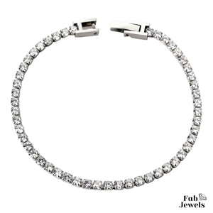 18ct Gold Plated Stainless Steel Black and Clear Cubic Zirconias Tennis Bracelet
