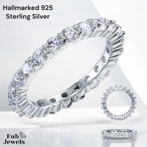 Highest Quality Hallmarked 925 Sterling Silver Full Eternity Ring with AAAAA Cubic Zirconia