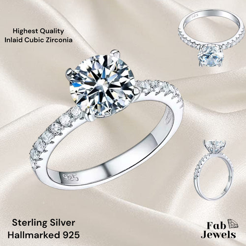 Highest Quality Sterling Silver  Waterproof Solitaire Ring