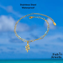 Load image into Gallery viewer, Stainless Steel 316L Snake Charm Anklet Ankle Chain Yellow Gold Plated Silver Waterproof