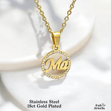 Load image into Gallery viewer, 18ct Gold Plated on Stainless Steel Ma Nanna Pendant with Sparkling Cubic Zirconia Necklace Included