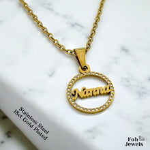 Load image into Gallery viewer, 18ct Gold Plated on Stainless Steel Ma Nanna Pendant with Sparkling Cubic Zirconia Necklace Included