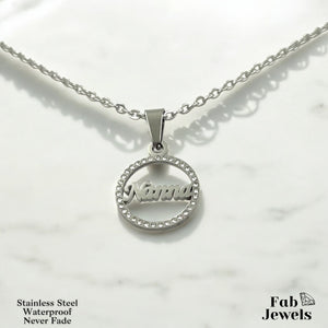 18ct Gold Plated on Stainless Steel Ma Nanna Pendant with Sparkling Cubic Zirconia Necklace Included