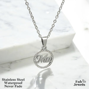 18ct Gold Plated on Stainless Steel Ma Nanna Pendant with Sparkling Cubic Zirconia Necklace Included
