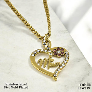 18ct Gold Plated on Stainless Steel Mum Nanna Pendant with Sparkling Cubic Zirconia Necklace Included