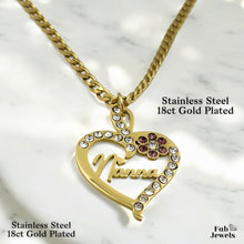 Load image into Gallery viewer, 18ct Gold Plated on Stainless Steel Mum Nanna Pendant with Sparkling Cubic Zirconia Necklace Included