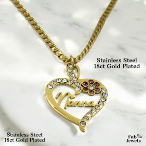 18ct Gold Plated on Stainless Steel Mum Nanna Pendant with Sparkling Cubic Zirconia Necklace Included