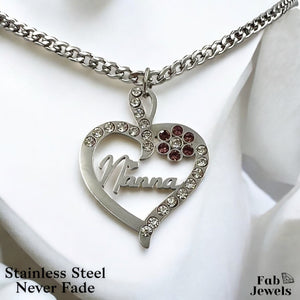 18ct Gold Plated on Stainless Steel Mum Nanna Pendant with Sparkling Cubic Zirconia Necklace Included
