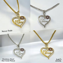Load image into Gallery viewer, 18ct Gold Plated on Stainless Steel Mum Nanna Pendant with Sparkling Cubic Zirconia Necklace Included