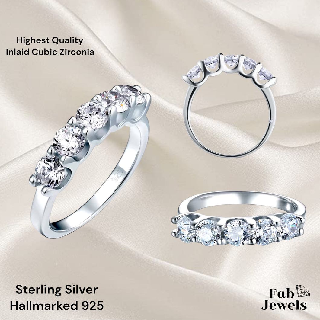 Highest Quality Sterling Silver Half Eternity Ring