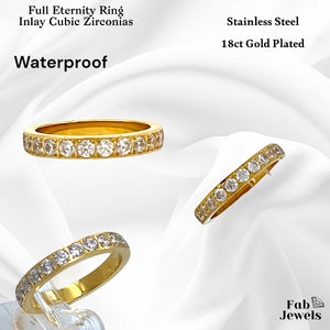 Highest Quality Stainless Steel 18ct Gold Plated Full Eternity Ring Waterproof