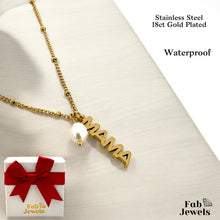 Load image into Gallery viewer, 18ct Gold Plated on Stainless Steel Ma Mama Necklace with Pearl Waterproof