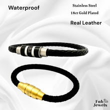 Load image into Gallery viewer, High Quality Genuine Leather and Stainless Steel Bracelet.
