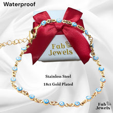 Load image into Gallery viewer, Waterproof Stainless Steel Evil Eye Bracelet Yellow Gold Silver