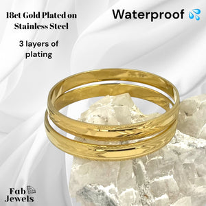 Highest Quality 18ct Gold Plated on Stainless Steel Fili Bangles Set of 2